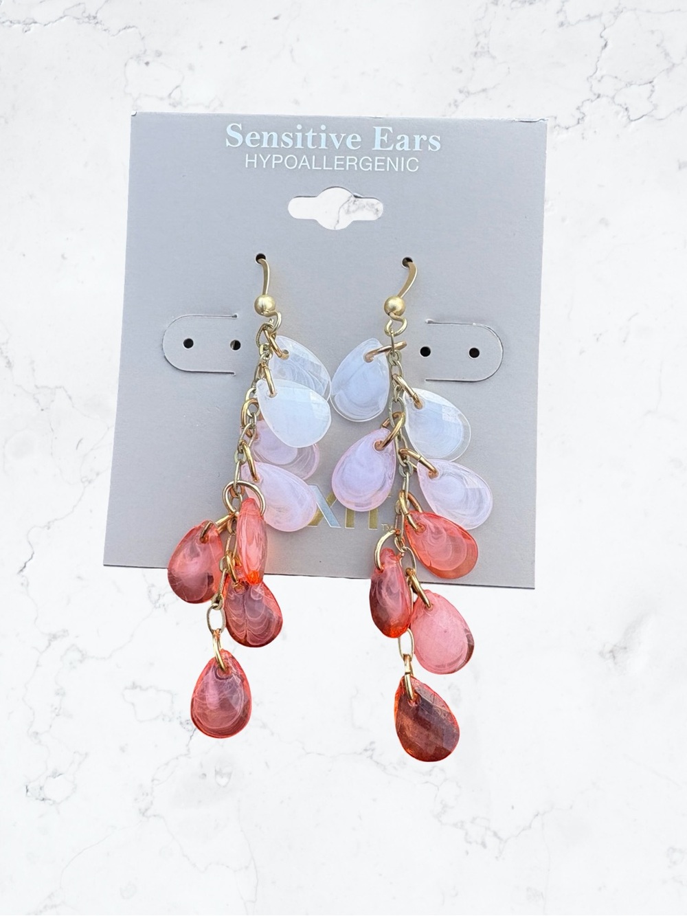 Mixit Gold-Tone Drop Earrings with Pink and White Teardrops